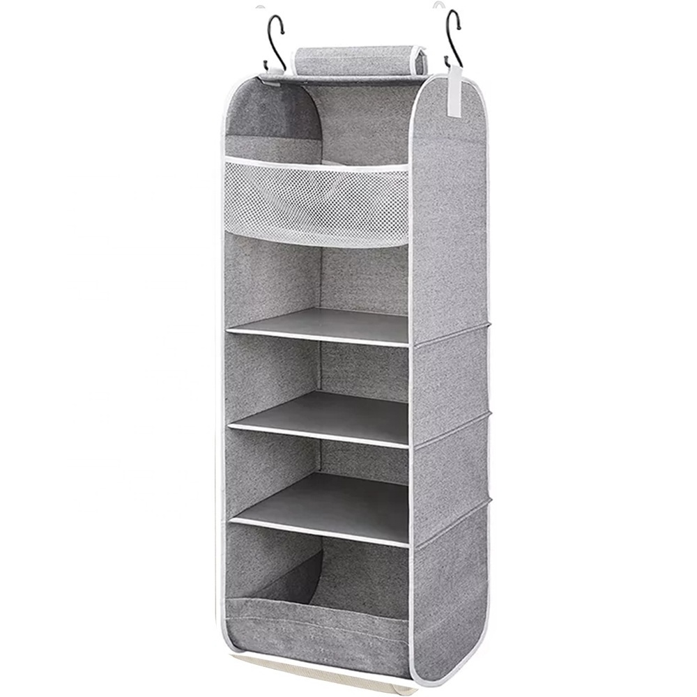 Foldable Custom Manufacturer Hanging Organizer Storage Wardrobe 5 Layers Non-Woven Fabric Closet Organizer