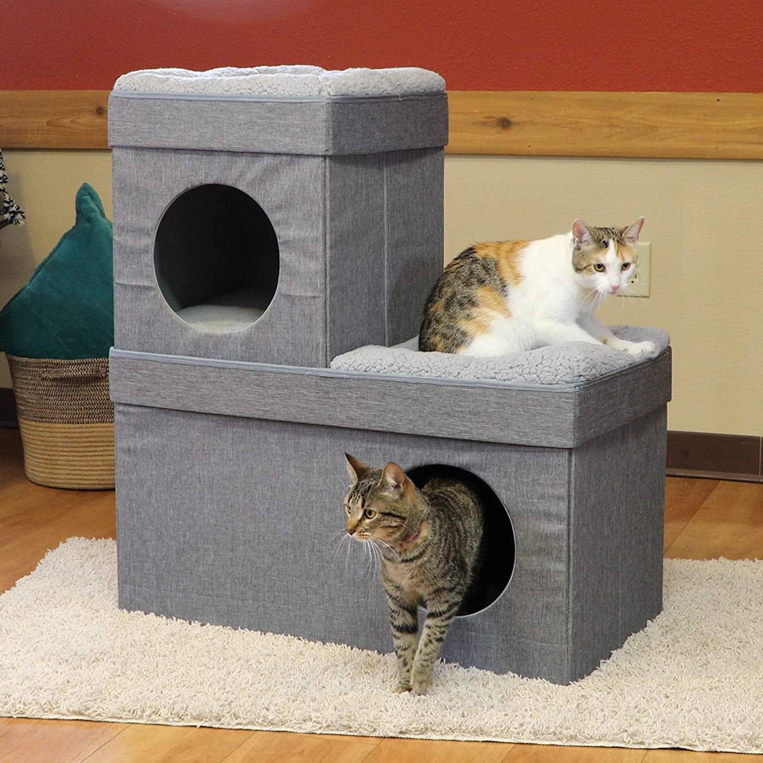 2 in 1 Small Dog Bed Cat Tent Hut Cave Beds Collapsible Cat House with Bed for indoor cats Casa para gatos con cama