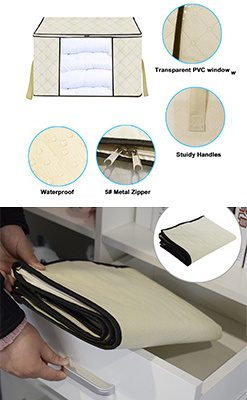 High Quality Folding 3 Layers Clothes Storage Bag Organizer with 2 Durable Handles for Quilt Clothing Beddings