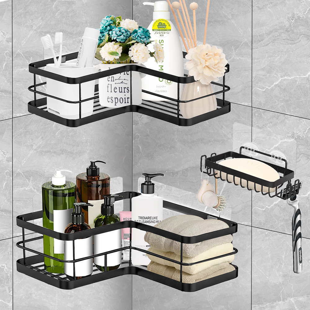 Adhesive Corner Shelf Bathroom Shower Caddy Organizer for Kitchen Toilet No Drilling Bathroom Corner Shelves Shower Caddies