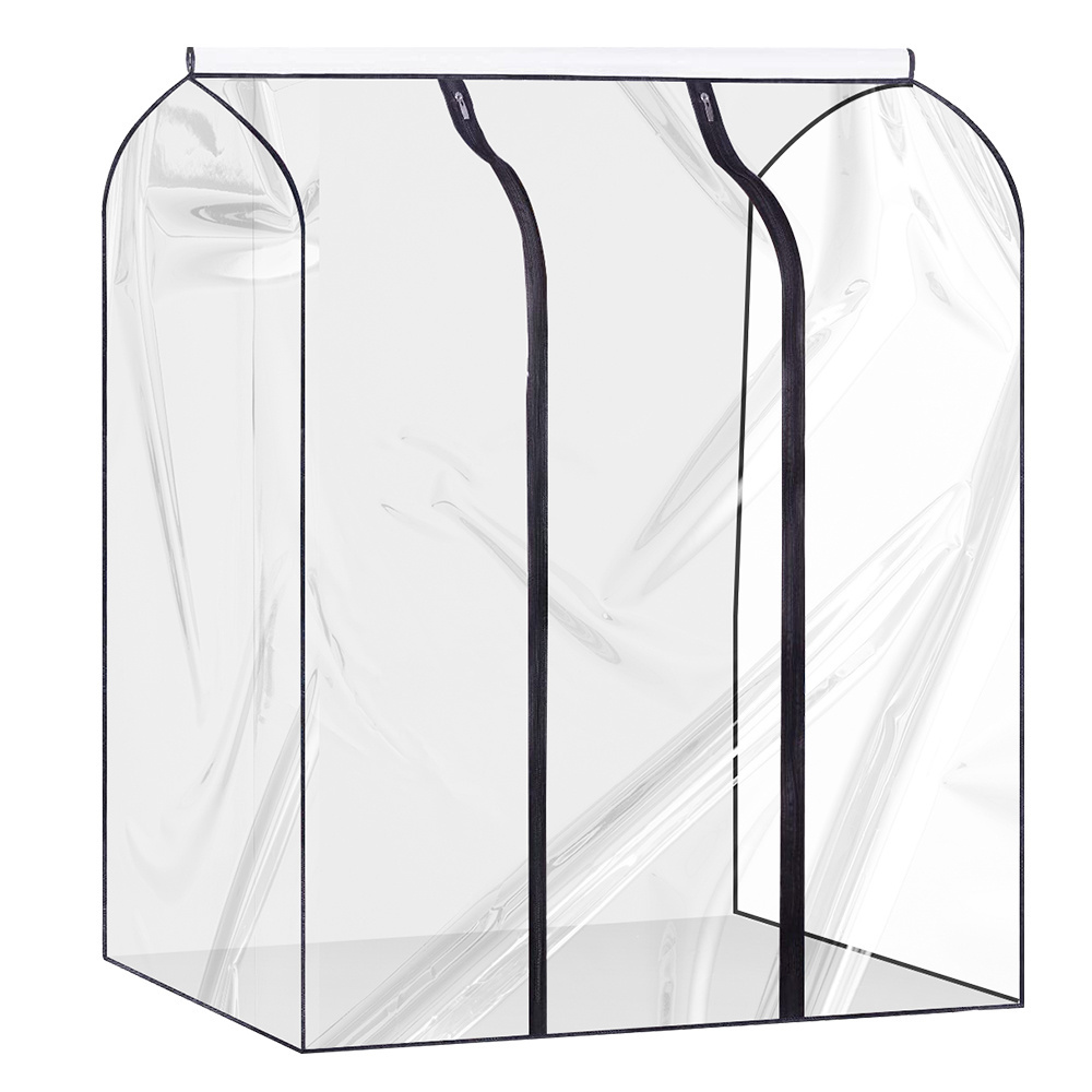 Clear Garment Rack Cover, Fabric Dustproof Clothes Rack Cover, Large Garment Bag Organizer Storage with Zipper