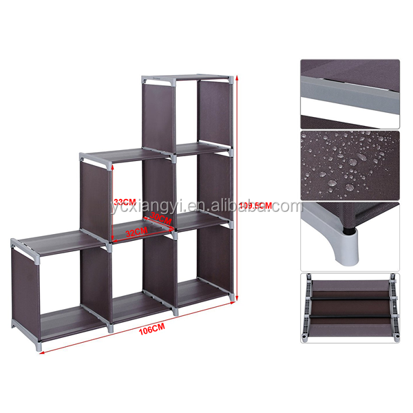 Water-proof shelf rack 3 Tier Storage Cube Closet Organizer Shelf Cabinet Bookcase, 6 Cube Organizer Cabinet,Purple