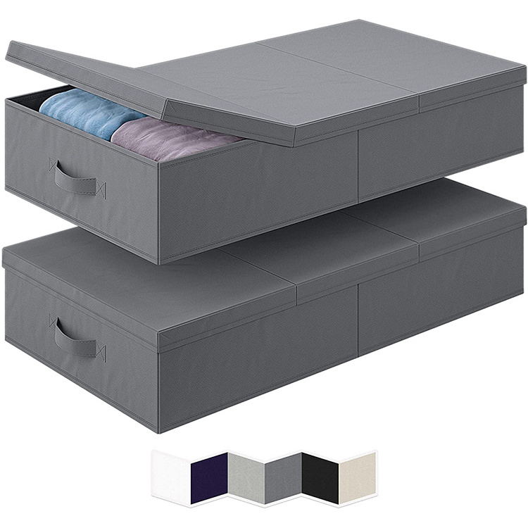 Under Bed Storage 2 Pack Large Underbed Storage Containers with Lids Foldable Under Bed Clothes Storage Bins with Handle