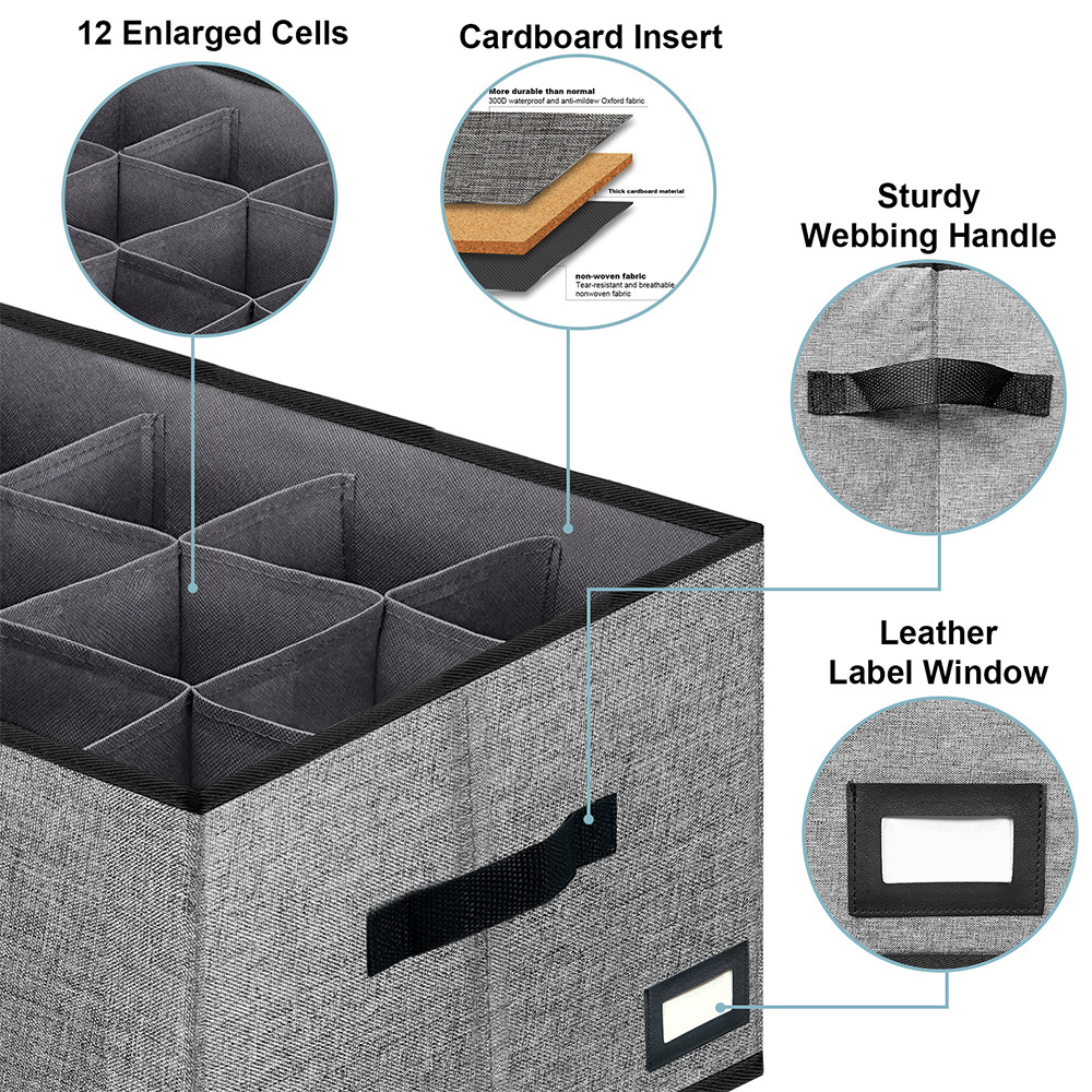 Closet Organizers and Storage Bins Shoe Organizer 12-Cell Drawers Organizer for Closet for Jeans Pants Sweaters T-Shirts Towel