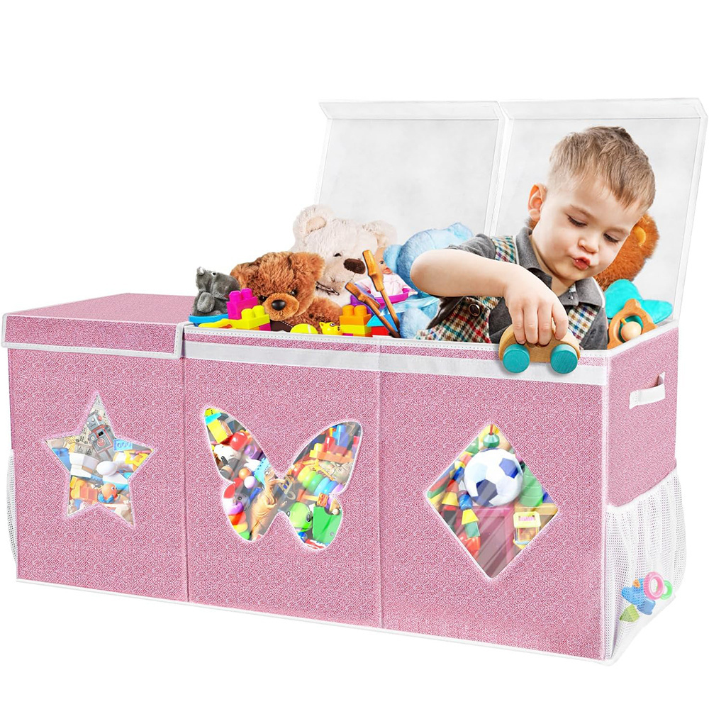 Toy Chest Big Toy Storage Box Customized Organizer Sturdy And Foldable Storage Bins with Movable Divider in Playroom