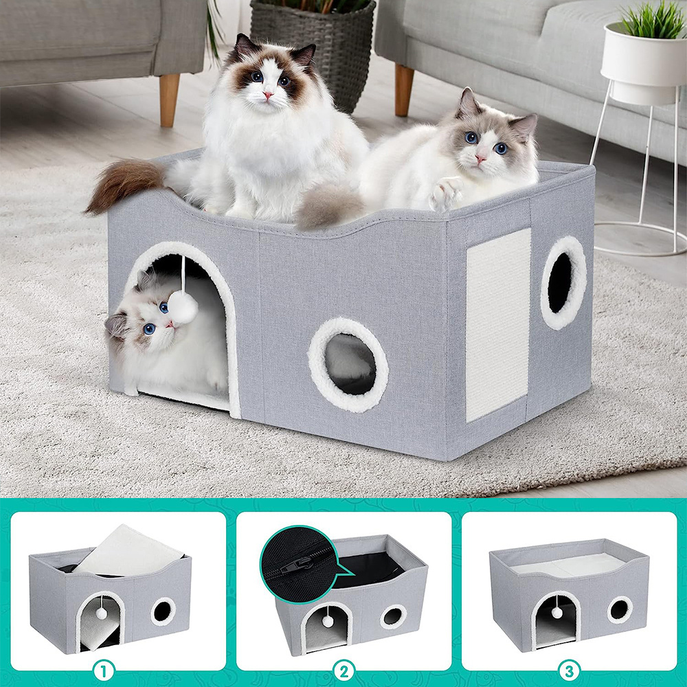 New Arrival Wholesale Custom Large Portable Foldable Pet Cat Bed House Indoor