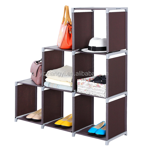 Water-proof shelf rack 3 Tier Storage Cube Closet Organizer Shelf Cabinet Bookcase, 6 Cube Organizer Cabinet,Purple