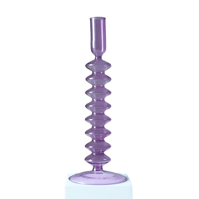 Wholesale Glass Votive Holder Long and Thin Candle Holder Painted in Purple to Candle Holder Home Decor Glass