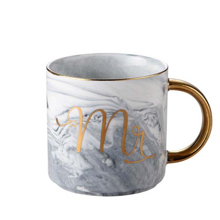 Customize Mr and Mrs Ceramic Mug Coffee Mugs 14 Oz Ceramic Marble Coffee Cups For Ceramic Sublimation Cup