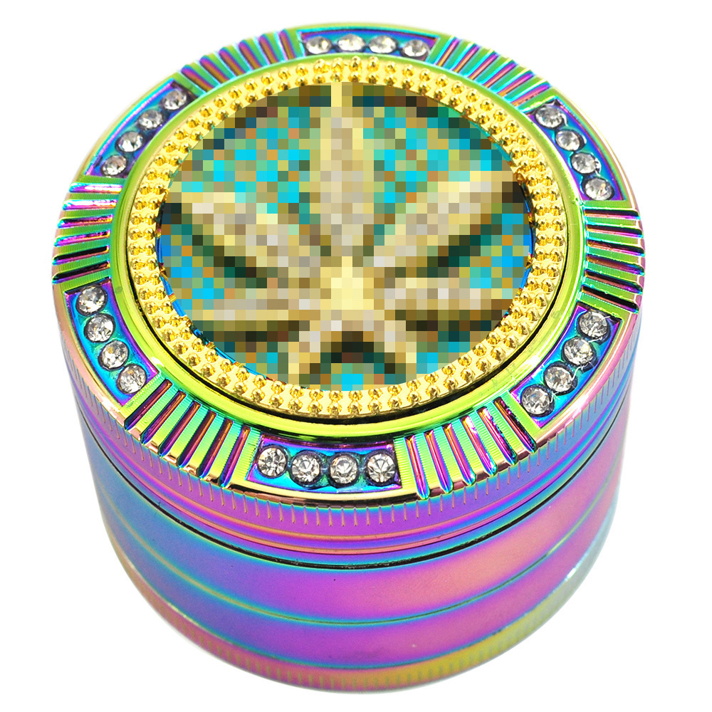 New Design Luxury Zinc Alloy Herb Grinder 52mm 4 Parts Tobacco Herb Cigarette Diamond Grinder