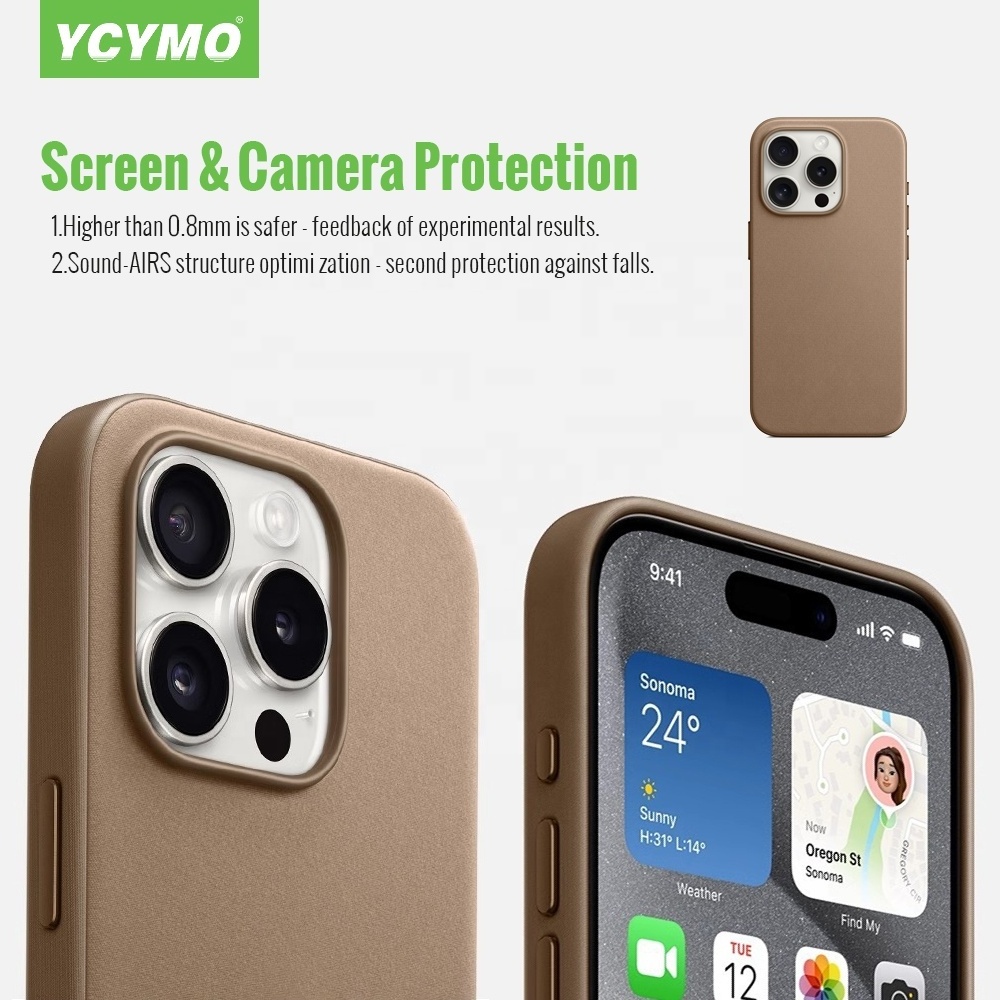 Factory wholesale original finewoven leather case Magnetic phone cover for iPhone 14 15 15pro 15 pro max