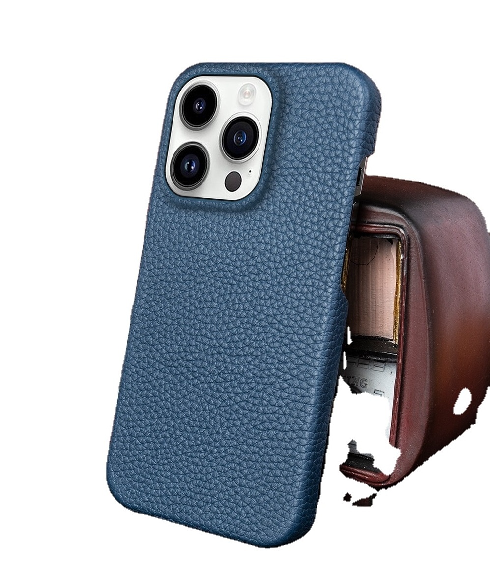 Luxury Shockproof Real Leather Mobile Cell Phone Case for Apple iPhone 15 14 13 12 11 Min Pro Max Leather Case