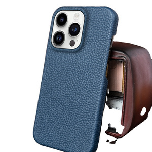 Luxury Shockproof Real Leather Mobile Cell Phone Case for Apple iPhone 15 14 13 12 11 Min Pro Max Leather Case