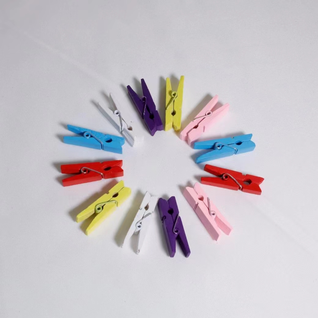 Colorful Mini Wooden Clothespin Clothes Wood Peg Photo Clip Clothespin For Photos Pictures Paper Crafts