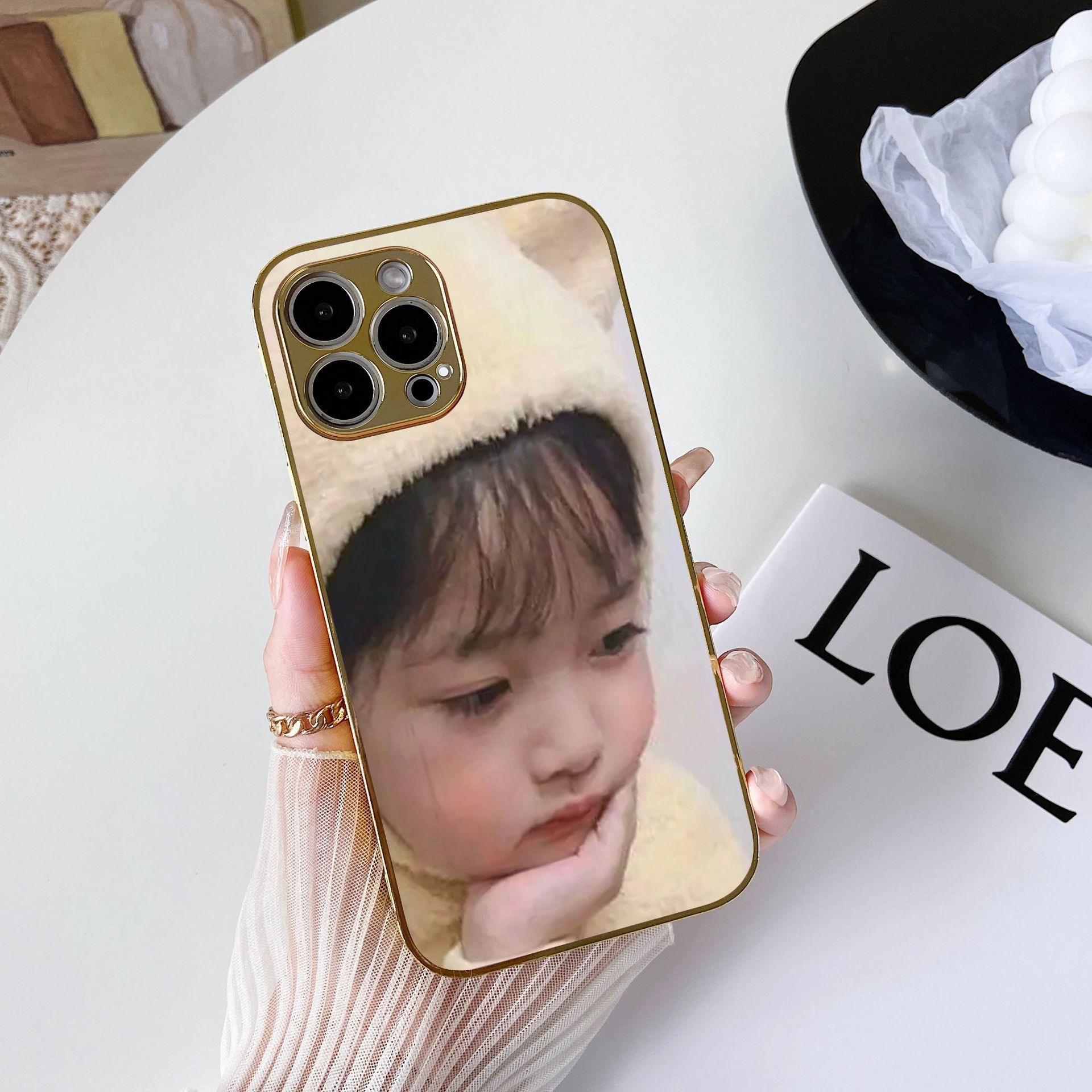 Luxury Plating Gold Lace Flower Rubber customised uv printing mobile phone cases for iphone 15 pro max 14 pro