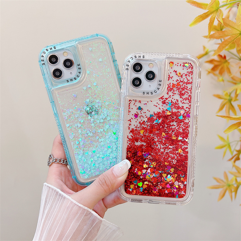 Bulk sell full cover phone 14 pro max phone cases with charms for iphone 13 fashion glitter quicksand cell phone cases