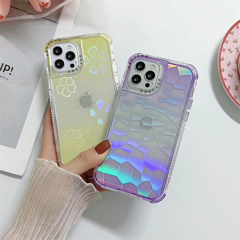 Full protective Shscase Shining Glitter laser Bumper Phone Case For iPhone xr transparent Armor Back Cover for iPhone14 pro