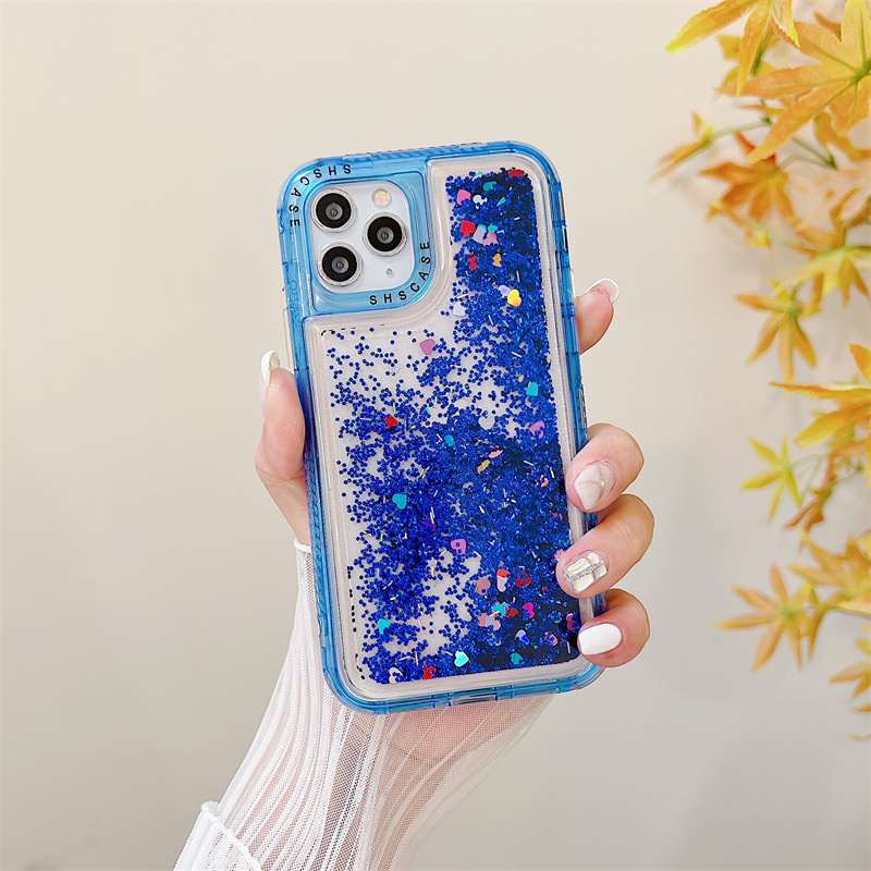 Bulk sell full cover phone 14 pro max phone cases with charms for iphone 13 fashion glitter quicksand cell phone cases