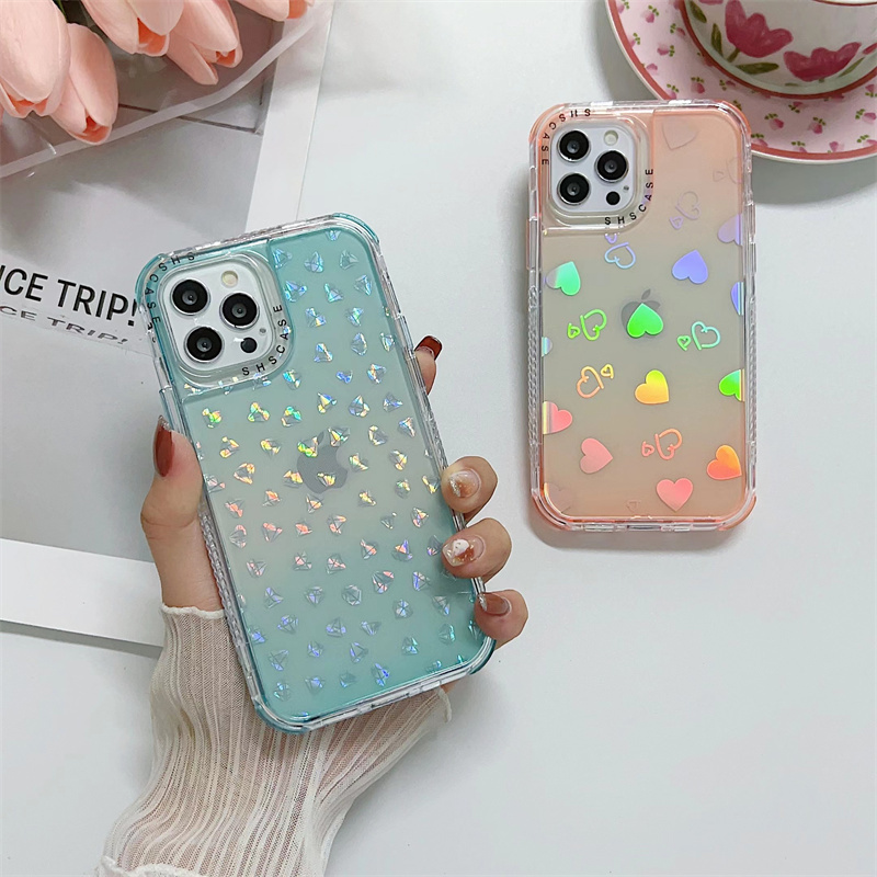 Full protective Shscase Shining Glitter laser Bumper Phone Case For iPhone xr transparent Armor Back Cover for iPhone14 pro