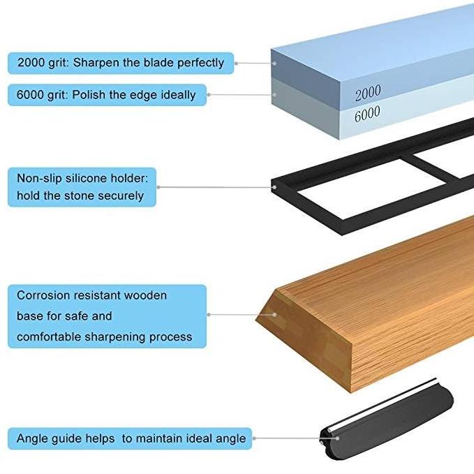 Premium knife sharpening stone 2 side grit 2000/6000 sharpener stone