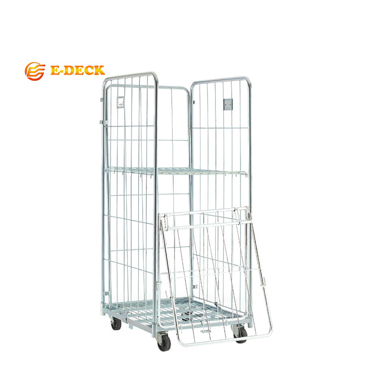 Customized high quality galvanized transportation foldable roll container