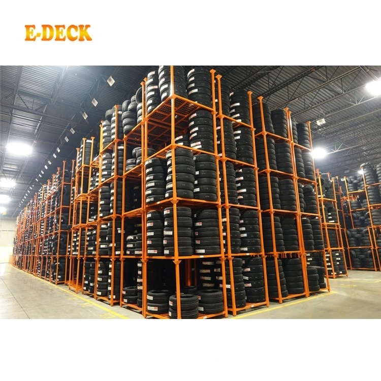 Heavy Duty Warehouse Industrial Durable Detachable Folding Stackable Car Tire Storage Rack