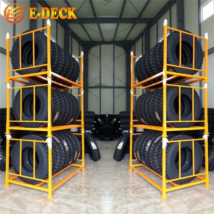 Warehouse Steel Pipe Storage Collapsible Stacking Tire Racking Stillages Truck Tire Transport Rack