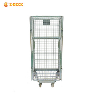 4 sides collapsible supermarket portable logistic storage trolley roll containers with wheels