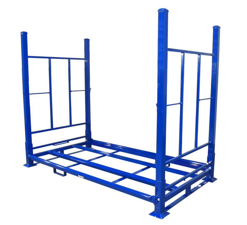 Heavy duty powder coated warehouse metal foldable stacking hub tyre rack tall portable storage truck tire rack