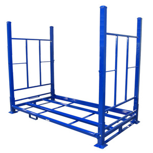 Heavy duty powder coated warehouse metal foldable stacking hub tyre rack tall portable storage truck tire rack