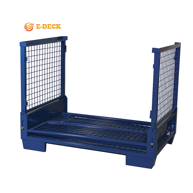 Heavy duty storage portable steel powder coating foldable metal box pallet