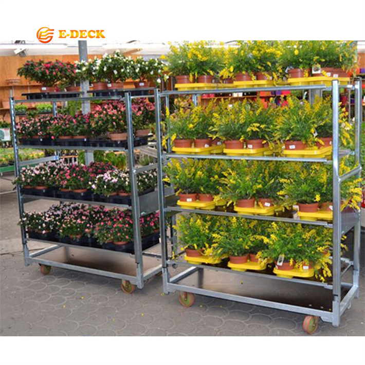 E-deck Plant Cart Garden Flower Transportation Nursery Plant Carriers Cc Container Trolley Carts