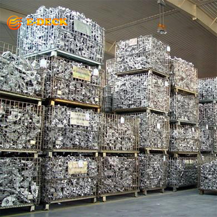 Heavy duty warehouse movable stacking bulk steel containers with wheels