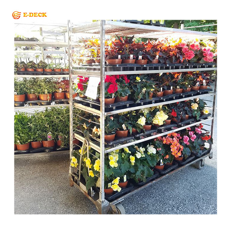 E-deck Plant Cart Garden Flower Transportation Nursery Plant Carriers Cc Container Trolley Carts