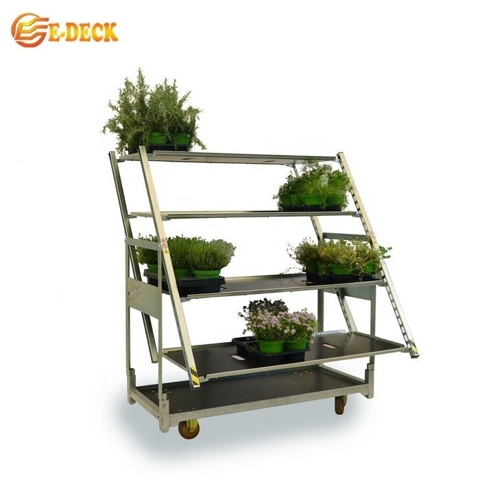 Nursery Outdoor Greenhouse Mobile Plant Storage Seed Sprouter Dutch Flower Carts with Wheels