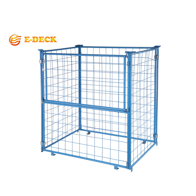 Galvanized zinc collapsible demountable foldable steel cage pallets with no bottom