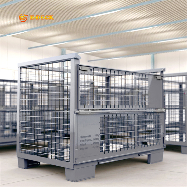 Heavy duty storage portable steel powder coating foldable metal box pallet