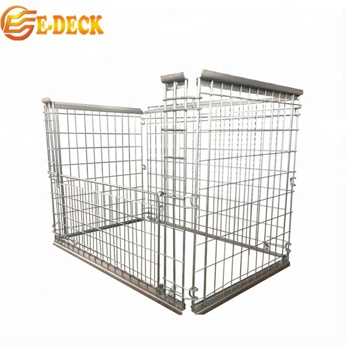 Hot Dip Zinc Steel Stacking Wire Mesh Cages Pallet With Wooden Pallet