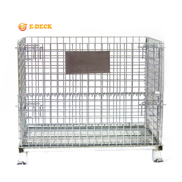 Factory direct wire mesh lockable zinc galvanized foldable movable metal firewood cage