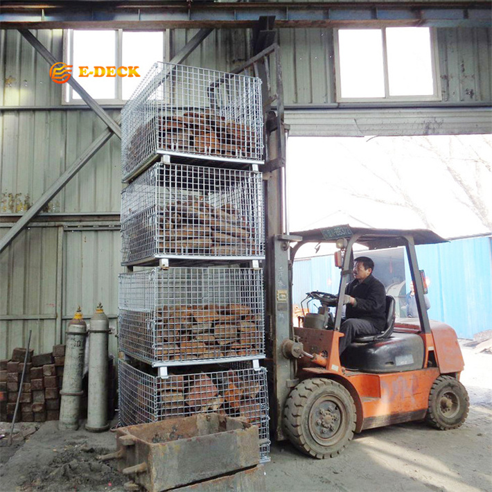 Factory direct wire mesh lockable zinc galvanized foldable movable metal firewood cage