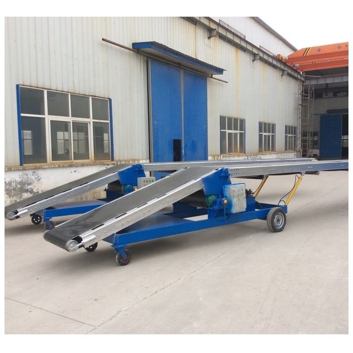 Truck loading and unloading mobile belt conveyor