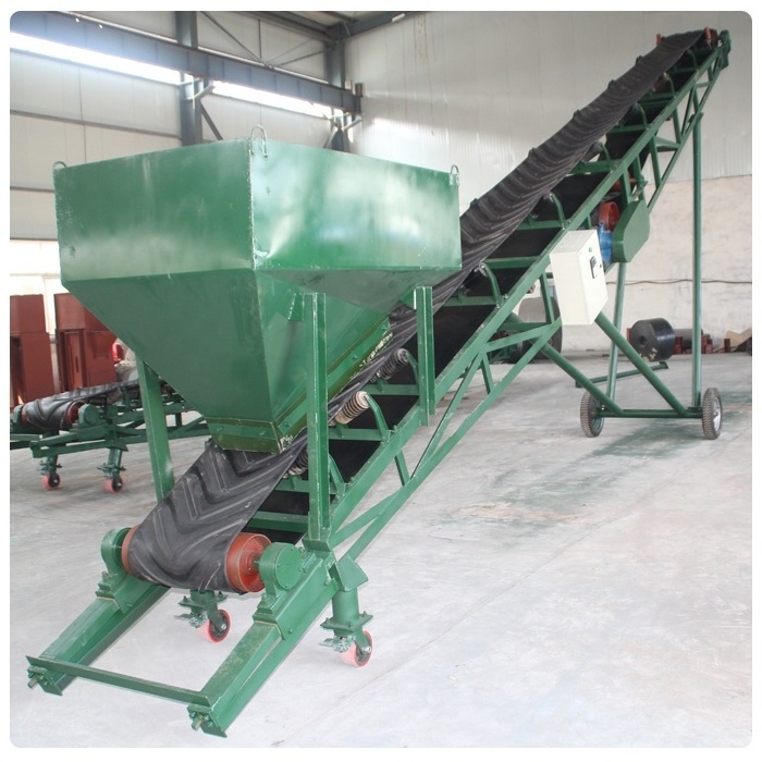 Lowest price mobile earth conveyor belt with hopper