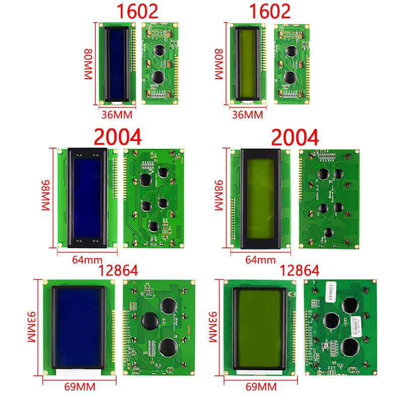 LCD1602 LCD 1602 2004 12864 module Blue Green screen 16x2 20X4 Character LCD Display Module HD44780 Controller blue black light