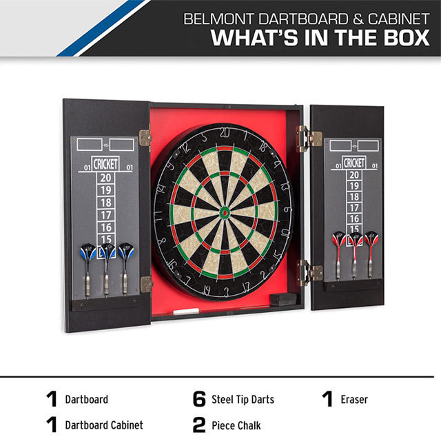 High Quality Deluxe Solid- Wooden Dartboard Cabinet Set with Darts Sets