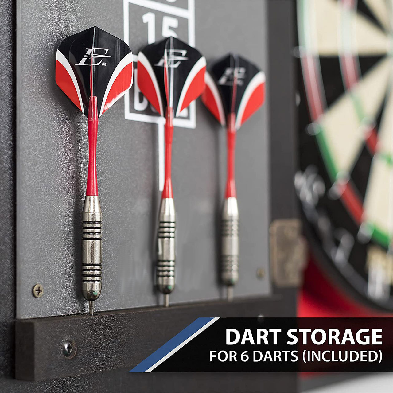 High Quality Deluxe Solid- Wooden Dartboard Cabinet Set with Darts Sets