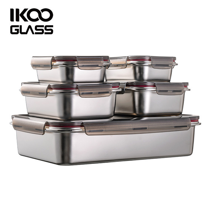 IKOO Customized Size Stainless Steele Food Storage Container Set Kitchenware Lunch Box