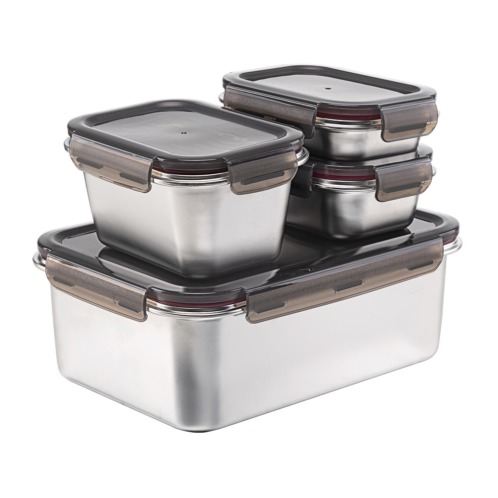 IKOO Customized Size Stainless Steele Food Storage Container Set Kitchenware Lunch Box