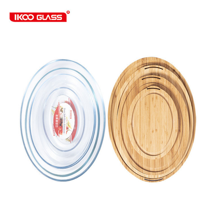 Wholesale restaurant using cookware set oven safe bake pan set glass baking dish with bamboo lids