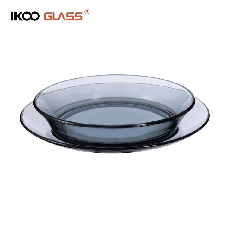 IKOO heat resistant clear round borosilicate glass plates wholesale for dinner