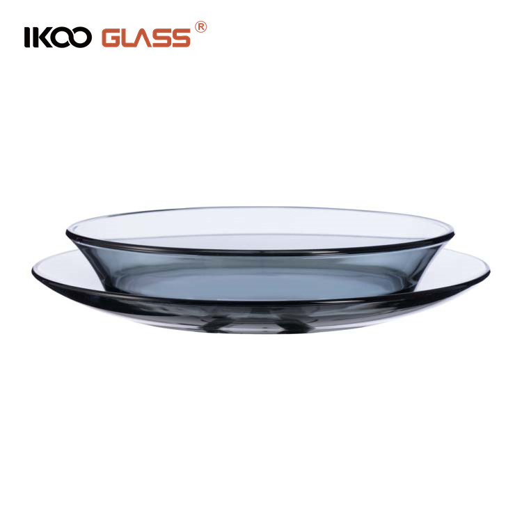 IKOO heat resistant clear round borosilicate glass plates wholesale for dinner